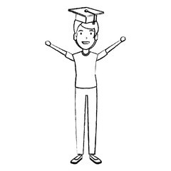 man student celebrating with hat graduation