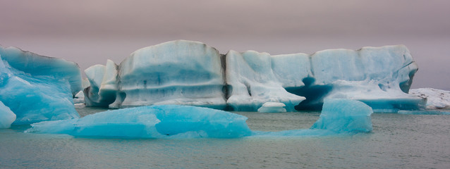 Blue ice on the Jokulsarlon glacial lagoon, Vatnajokull Glacier, Iceland
