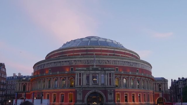 The Royal Albert Hall at sundown.
