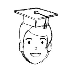 young man student head with hat graduation