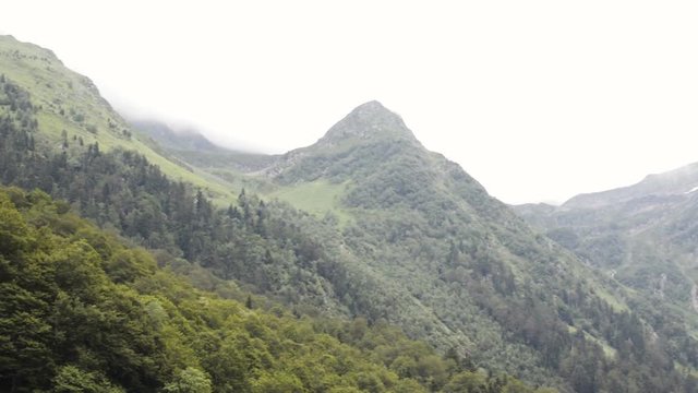Panning shot of mountains in Artiga de Lin