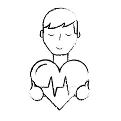 man holding heart rate medical symbol