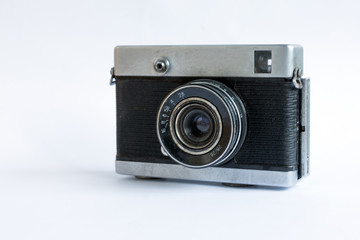 Vintage camera isolated on white background. Retro style technology.