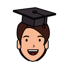 young man student head with hat graduation