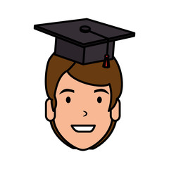 young man student head with hat graduation