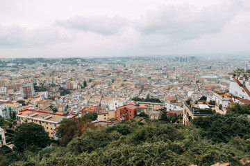 Beautiful streets and courtyards of Naples, historical sites and sculptures of the city. The monuments and architecture of ancient Italy. panorama of the city, species and tourist places. 