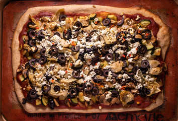 Fresh Gourmet Vegetable Pizza with Goat Cheese
