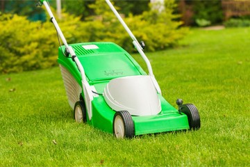 Fototapeta premium Lawn mower on a lawn