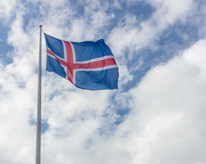 Iceland flag hanging proudly
