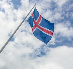 Iceland flag hanging proudly