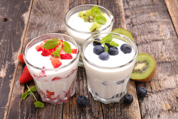 yogurt and fruits