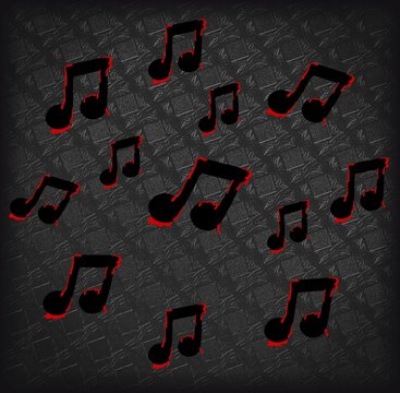 dark hand drawnd black and red music themed illustration