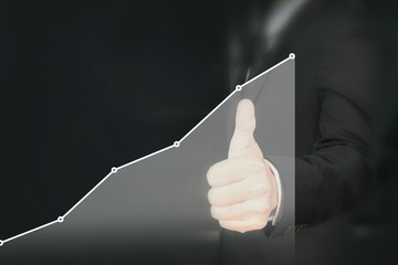 Businessman plan graph growth and increase of chart positive indicators