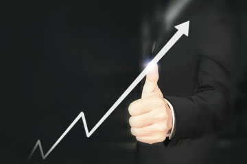Businessman plan graph growth and increase of chart positive indicators