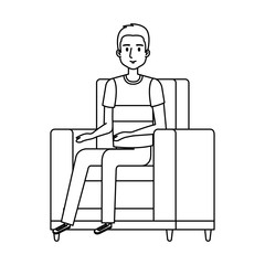young and casual man at the sofa