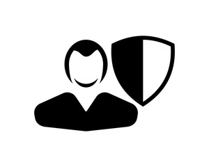 shield person avatar figure silhouette profile image vector icon logo
