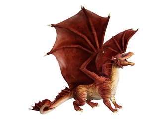 3D Rendering Fantasy Dragon on White