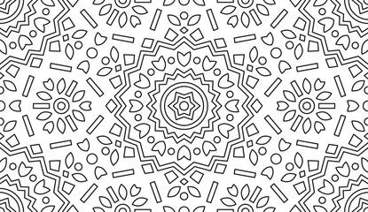 Mandala Shape for Coloring. Floral Kaleidoscope Ornament. Vector.