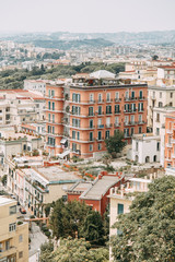Fototapeta na wymiar Beautiful streets and courtyards of Naples, historical sites and sculptures of the city. The monuments and architecture of ancient Italy. panorama of the city, species and tourist places