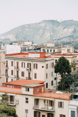 Beautiful streets and courtyards of Naples, historical sites and sculptures of the city. The monuments and architecture of ancient Italy. panorama of the city, species and tourist places