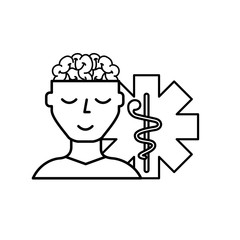 man patient character brain mental caduceus