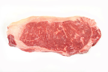 fresh raw steak isolated on white background.