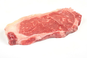 fresh raw steak isolated on white background.