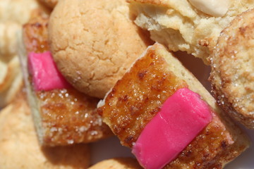 Close up of different cookies. Cookies- background.