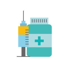 medication bottle pills and syringe