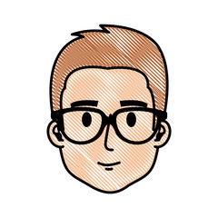 young man with glasses head character