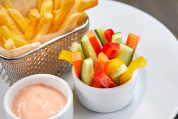 french fries with vegetables