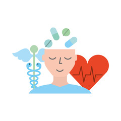 human profile pills mental heartbeat caduceus