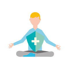 man in meditation shield protection medical