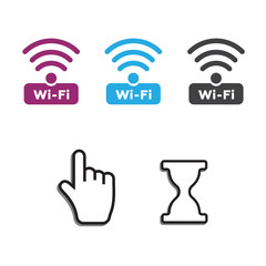 Free wi-fi icons and wifi applications and Hand arrow web cursor vector