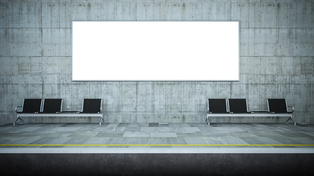 blank horizontal billboard advertising on underground station