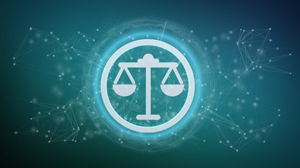 Technology justice icon on a circle isolated on a background 3d rendering
