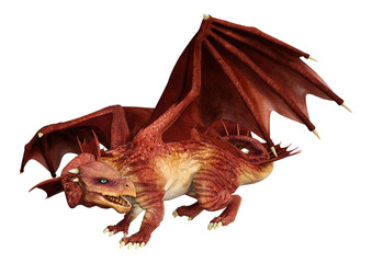 3D Rendering Fantasy Dragon on White