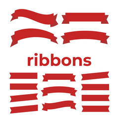 Cartoon ribbon set vector illustration. Banner ribbon vector set. Colored ribbon for decoration