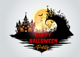 Happy Halloween message design on moon background.-vector illustrations.