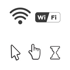 Free wi-fi icons and wifi applications and Mouse computer cursor
