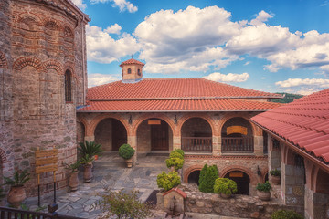 Fototapeta premium A courtyard of monastery Great Meteora in Greece, Thessaly valley