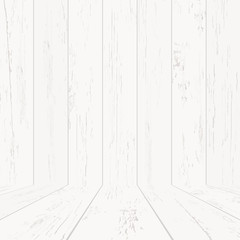 Empty white wooden room space for background. Vector.