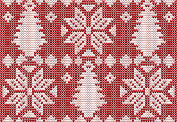 Winter holidays knitted banner, vector illustration