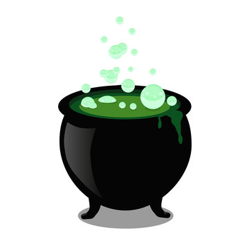 Halloween witch cauldron with bubbling green  goo