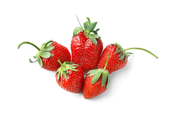 Sweet ripe strawberries on white background