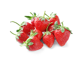 Sweet ripe strawberries on white background