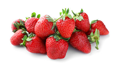 Sweet ripe strawberries on white background