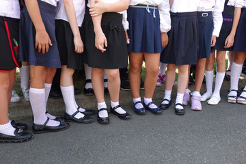 girls of primary school on lineup