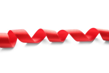 Red ribbon on white background