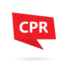 CPR (Cardiopulmonary Resuscitation) acronym on a speach bubble- vector illustration - obrazy, fototapety, plakaty